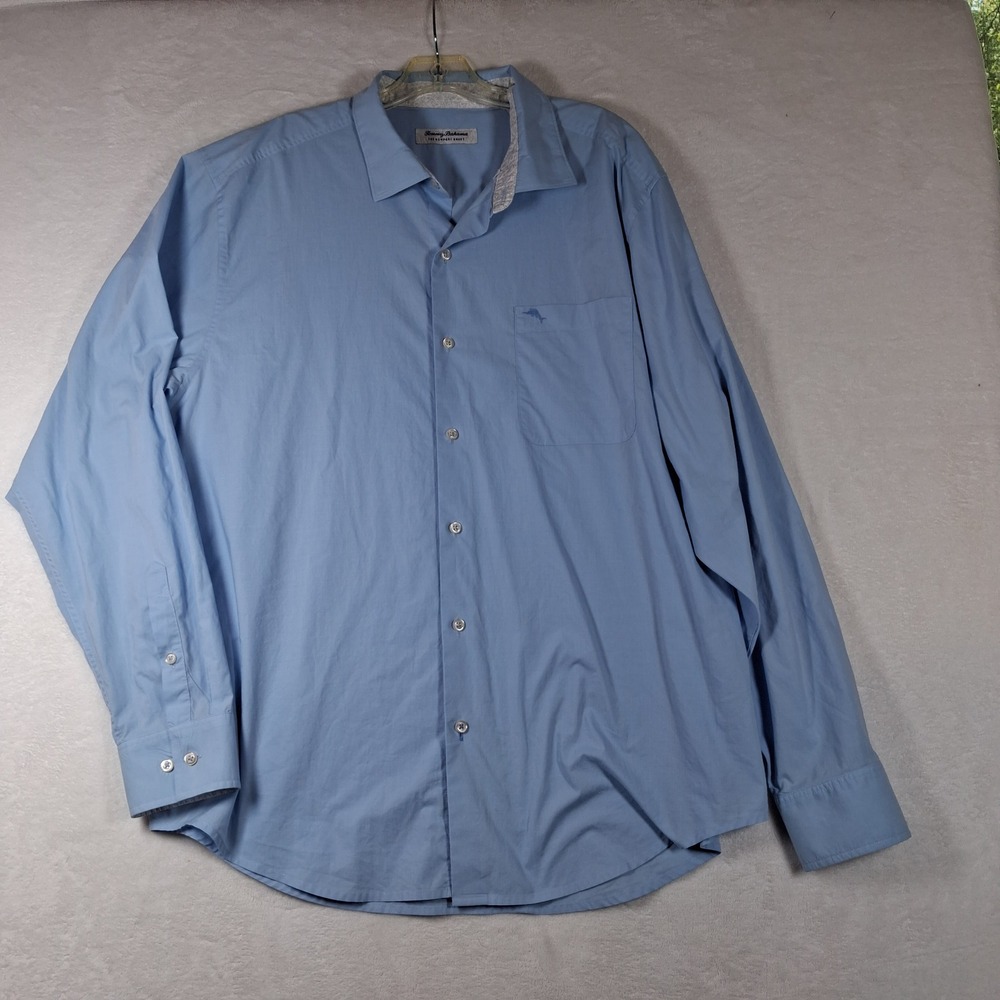 Tommy Bahama Newport Coast Mens XL Blue Pima Cotton Blend Button Down Shirt